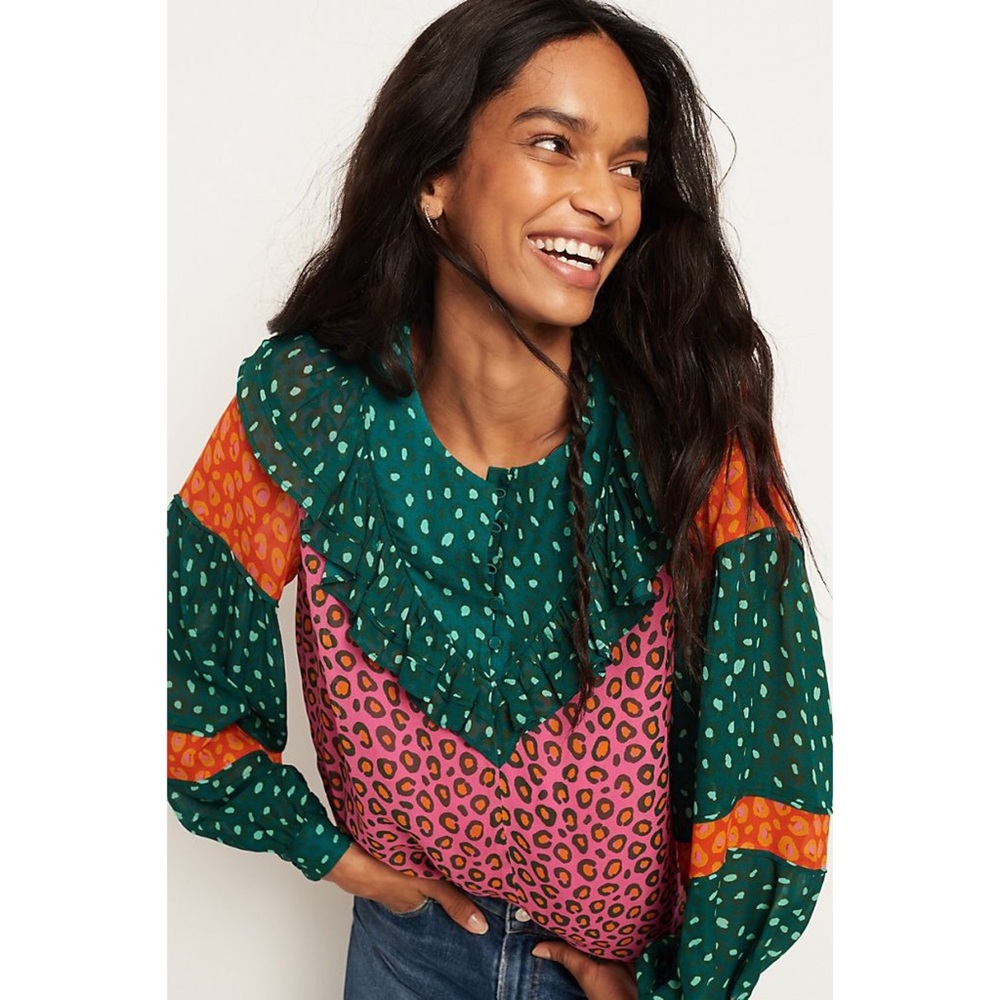 NWT ANTHROPOLOGIE FARM RIO RENEE PEASANT BLOUSE - Picture 1 of 12